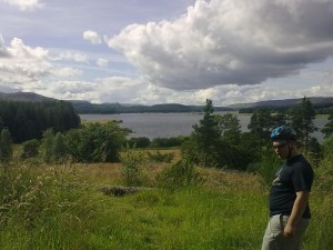 Andrew looks out over Carron Valley Reservoir