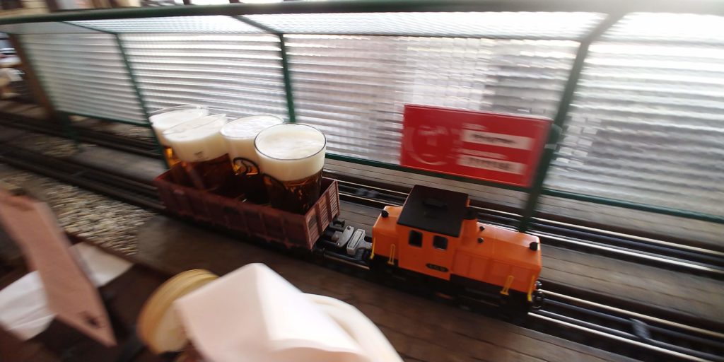 A beer train at the railway restaurant