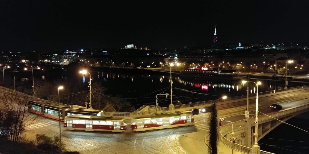 Looking out into the night from Letna Park