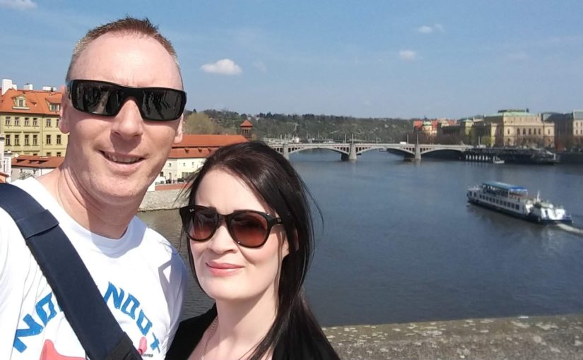 Rob and Carol in a bridge in Prague