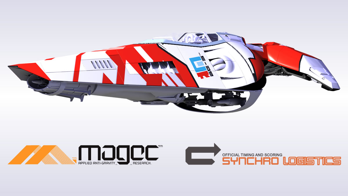 An AG Systems ship and logos from WipEout