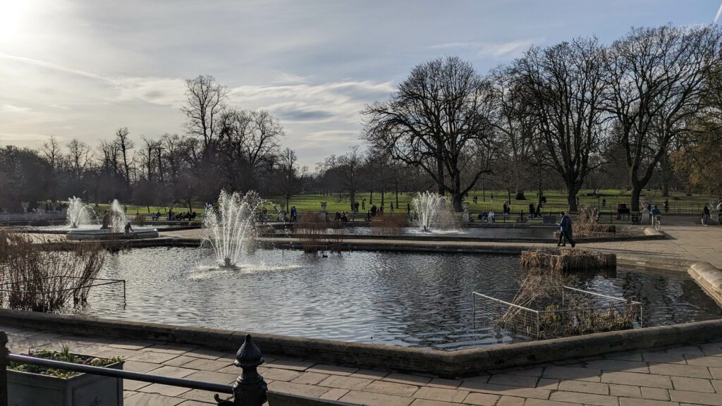Fountains and pond at The Italian Garden, Hyde Park