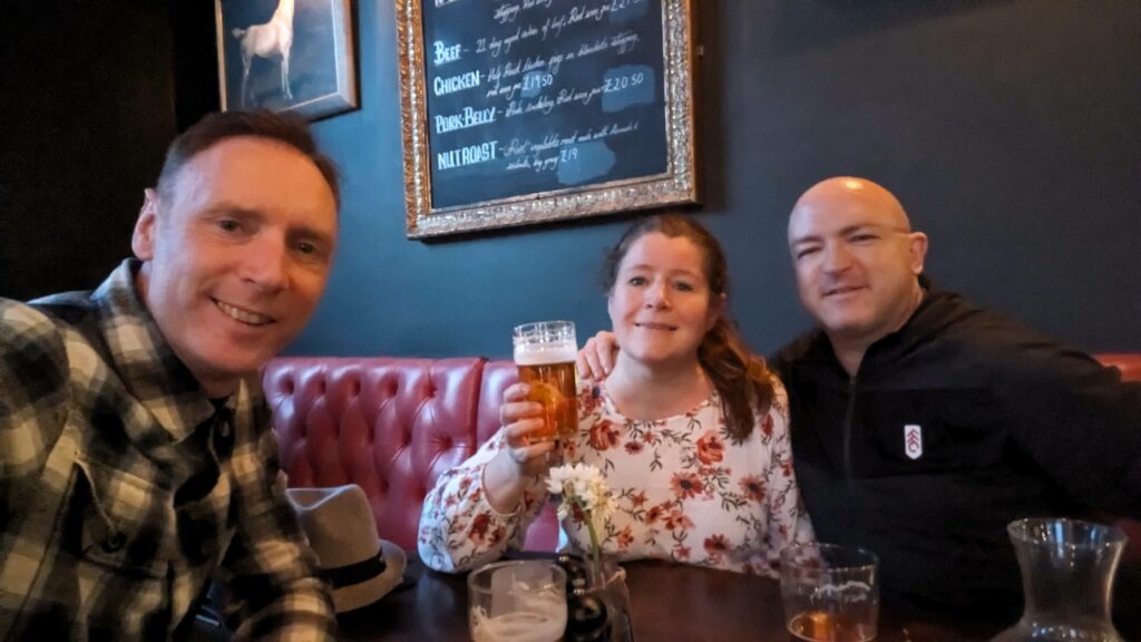 Rob, Nicola and Iain in The White Horse